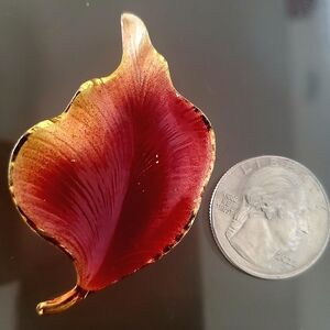 Autumn leaf pin brooch red yellow gold realistic color fall Halloween